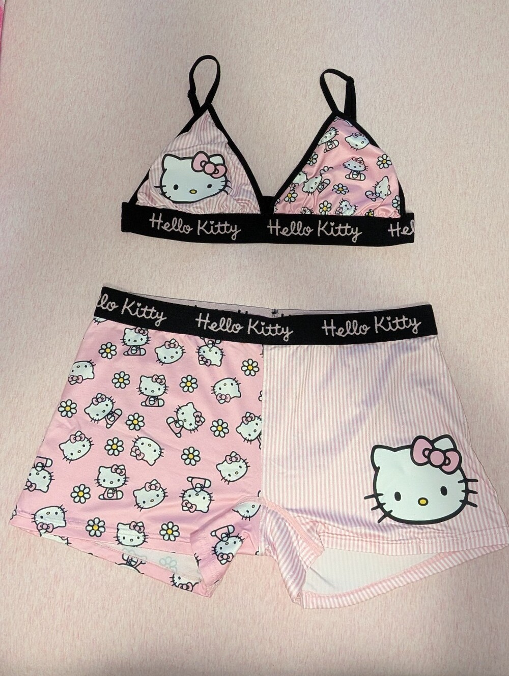 Hello Kitty Pink Girls' Bralette & Shorts Sleep Set